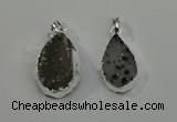 NGP6080 15*25mm – 18*30mm flat teardrop druzy agate pendants