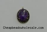 NGP6097 20*25mm - 22*30mm oval amethyst pendants wholesle