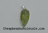 NGP6109 12*35mm - 15*40mm arrowhead green rutilated quartz pendants