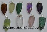 NGP6115 12*35mm - 15*40mm arrowhead mixed gemstone pendants