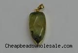 NGP6119 12*35mm - 15*40mm arrowhead green rutilated quartz pendants