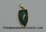 NGP6124 12*35mm - 15*40mm arrowhead green aventurine pendants