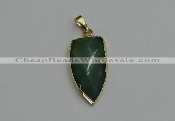 NGP6124 12*35mm - 15*40mm arrowhead green aventurine pendants