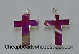 NGP6159 25*40mm - 30*40mm cross agate gemstone pendants