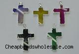 NGP6164 25*40mm - 30*40mm cross agate gemstone pendants