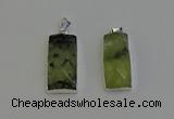 NGP6184 14*30mm - 15*38mm faceted rectangle green rutilated quartz pendants