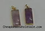 NGP6200 14*30mm - 15*38mm faceted rectangle amethyst pendants