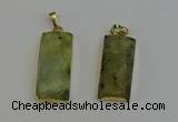 NGP6202 14*30mm - 15*38mm faceted rectangle green rutilated quartz pendants