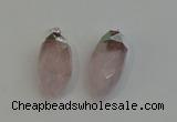 NGP6219 12*28mm - 15*30mm faceted bullet rose quartz pendants