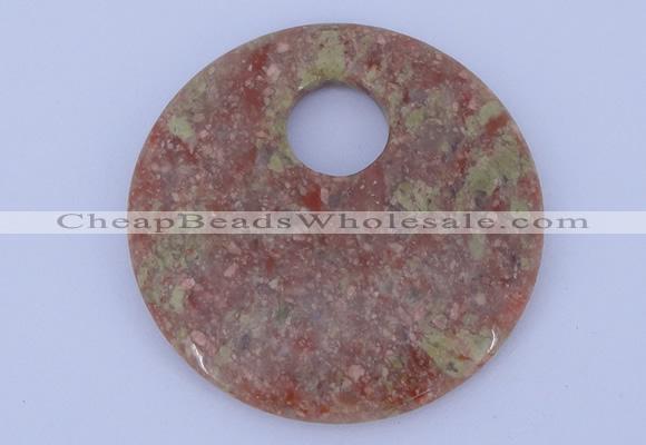 NGP622 5pcs 6*50mm Chinese unakite gemstone donut pendants