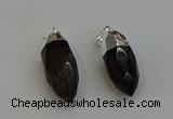 NGP6224 12*28mm - 15*30mm faceted bullet smoky quartz pendants