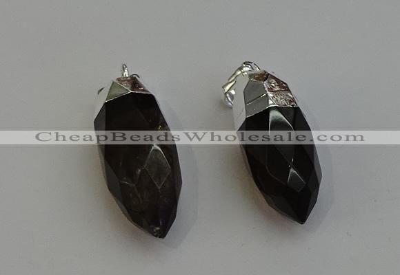 NGP6224 12*28mm - 15*30mm faceted bullet smoky quartz pendants