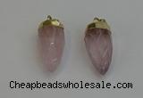 NGP6236 12*28mm - 15*30mm faceted bullet rose quartz pendants