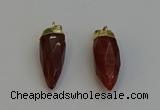 NGP6242 12*28mm - 15*30mm faceted bullet red rabbit hair pendants