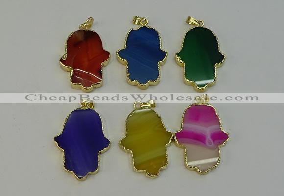 NGP6263 22*40mm - 25*45mm hamsahand agate gemstone pendants