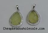 NGP6332 25*30mm teardrop lemon quartz pendants wholesale