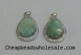 NGP6338 25*30mm teardrop amazonite gemstone pendants wholesale