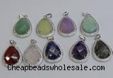 NGP6348 25*30mm teardrop mixed gemstone pendants wholesale