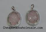 NGP6351 25*30mm oval rose quartz gemstone pendants wholesale