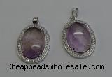 NGP6353 25*30mm oval light amethyst pendants wholesale