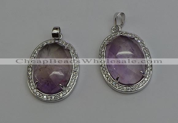 NGP6353 25*30mm oval light amethyst pendants wholesale