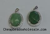 NGP6359 25*30mm oval green aventurine pendants wholesale