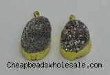 NGP6373 25*35mm - 26*40mm freeform plated druzy agate pendants