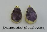 NGP6406 22*30mm - 25*35mm teardrop druzy amethyst pendants