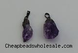 NGP6420 12*28mm - 15*30mm nuggets amethyst gemstone pendants