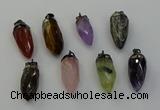 NGP6448 12*24mm - 15*30mm faceted bullet mixed gemstone pendants