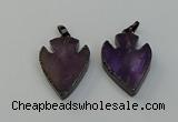 NGP6455 22*28mm - 25*35mm arrowhead amethyst gemstone pendants