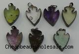 NGP6468 22*28mm - 25*35mm arrowhead mixed gemstone pendants