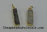 NGP6497 9*35mm - 10*30mm rectangle plated druzy agate pendants