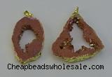 NGP6502 30*40mm - 35*45mm freeform plated druzy agate pendants