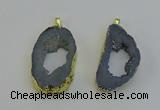 NGP6504 30*40mm - 35*45mm freeform plated druzy agate pendants