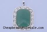 NGP652 5pcs 38*40mm rectangle brass with green aventurine pendants