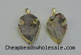 NGP6552 25*35mm - 26*40mm arrowhead druzy agate pendants