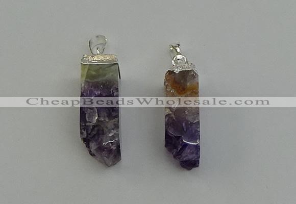 NGP6556 10*20mm - 11*30mm sticks druzy amethyst pendants