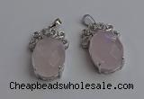 NGP6629 18*25mm faceted oval rose quartz gemstone pendants