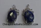 NGP6643 18*25mm faceted oval lapis lazuli gemstone pendants