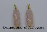 NGP6731 13*40mm sticks rose quartz gemstone pendants wholesale