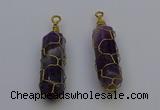 NGP6735 13*40mm sticks amethyst gemstone pendants wholesale