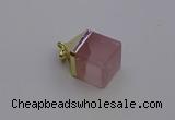 NGP6761 15*22mm cube rose quartz gemstone pendants wholesale