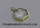 NGP6800 24*25mm hexagon white crystal gemstone pendants wholesale