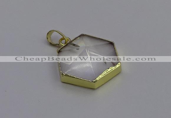 NGP6800 24*25mm hexagon white crystal gemstone pendants wholesale