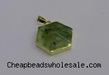 NGP6810 24*25mm hexagon green qutilated quartz pendants wholesale