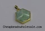 NGP6812 24*25mm hexagon amazonite gemstone pendants wholesale