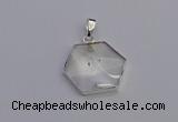 NGP6820 24*25mm hexagon white crystal gemstone pendants wholesale