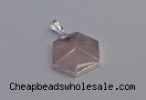 NGP6821 24*25mm hexagon rose quartz gemstone pendants wholesale