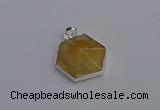 NGP6823 24*25mm hexagon citrine gemstone pendants wholesale